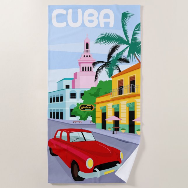 Toalha De Praia Cuba Poster de viagens Beach Towel (Frente)