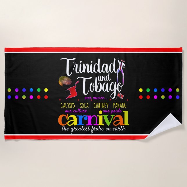 Toalha De Praia Cultura Orgulho do Carnaval de Trinidad e Tobago - (Frente)