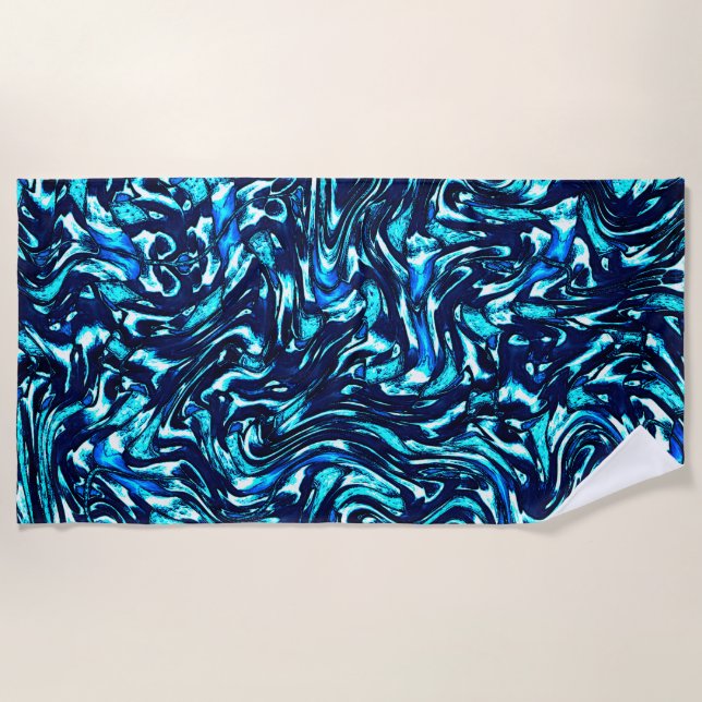 Toalha De Praia Curvas azuis e cianas mimadas (Frente)