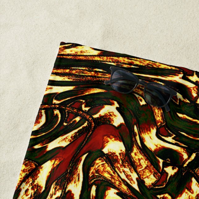 Toalha De Praia Curvas castanho-avermelhadas e amarelas malhadas (In Situ)