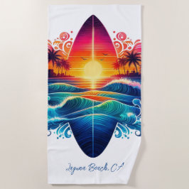 Toalha De Praia Curvas de surfe solares-