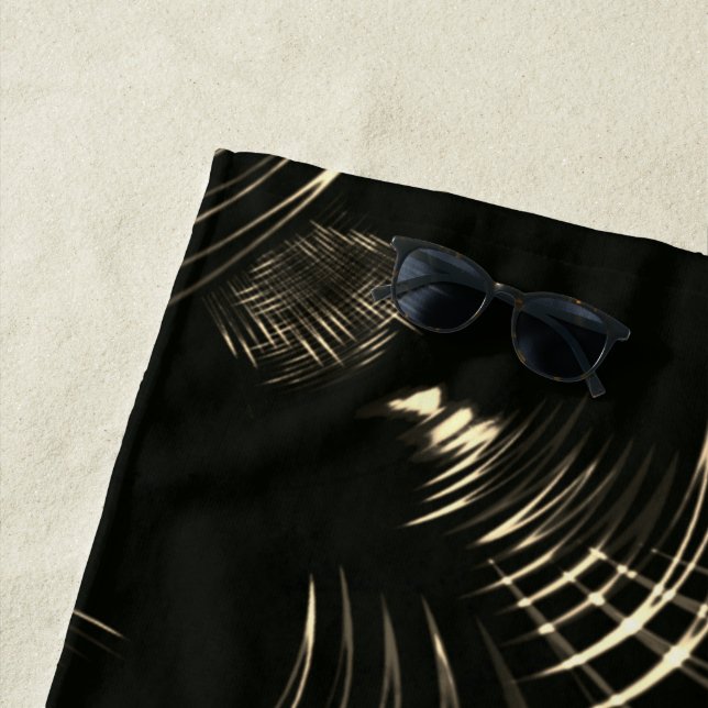 Toalha De Praia Curvas pontiagudas a cores caquis e fundo escuro (In Situ)