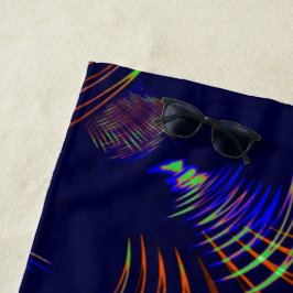 Toalha De Praia Curvas pontiagudas de verde limão a coral e azul