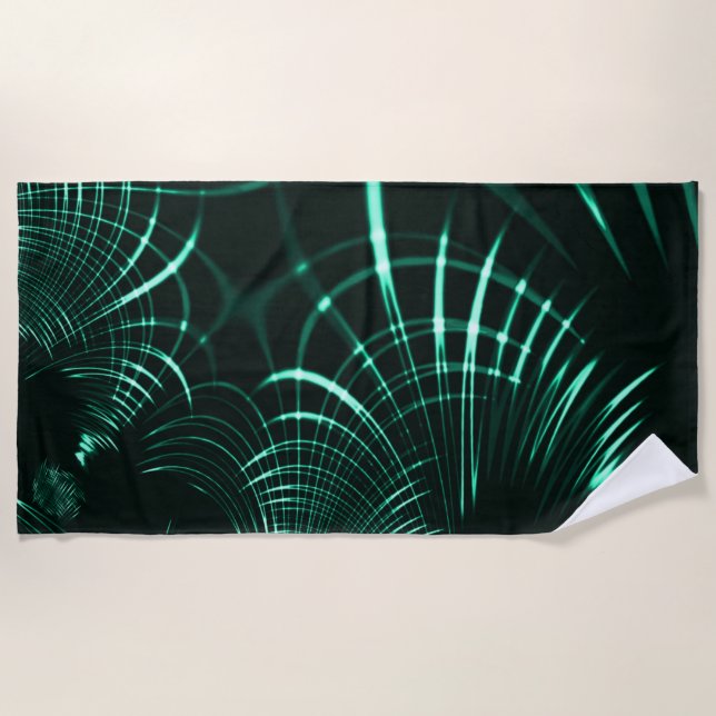 Toalha De Praia Curvas pontiagudas em mistura de verde-selva e men (Frente)