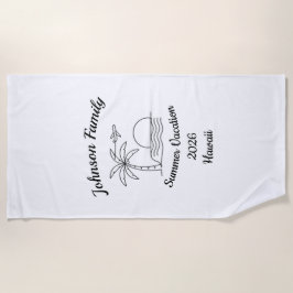 Toalha De Praia Custom Family Reunion Beach Summer Vacation White