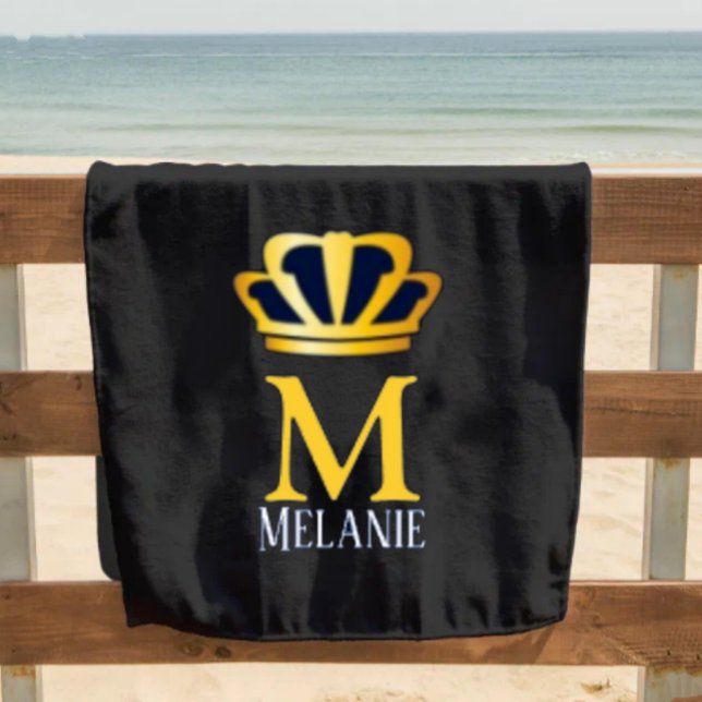 Toalha De Praia Custom Name Luxury Royal Elegant Monogran  (Criador carregado)