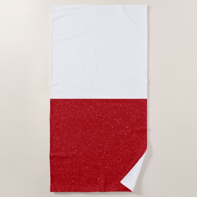 Toalha De Praia Custom Tomato Red & White Split Beach Towel (Frente)