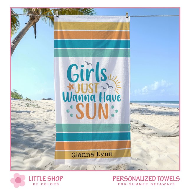 Toalha De Praia Customizable Girls Just Wanna Have Sun (Criador carregado)