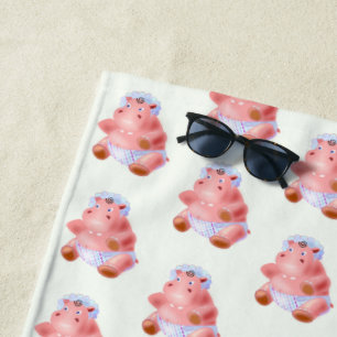 Toalha De Praia Cute Baby Hippo - Docinho - Pintura Divertida