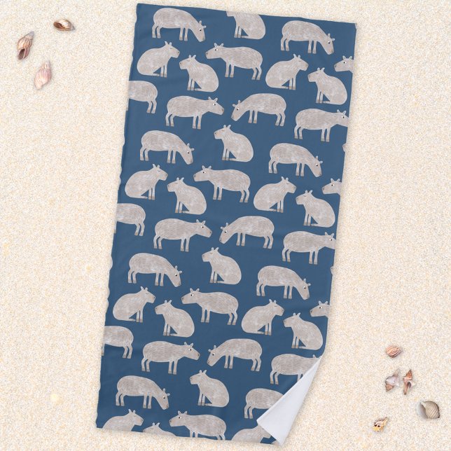 Toalha De Praia Cute Capybara (Fun Capybara pattern beach towel)