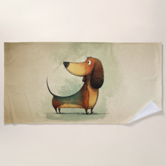 Toalha De Praia Cute Dachshund – Whimsical Dog Illustration