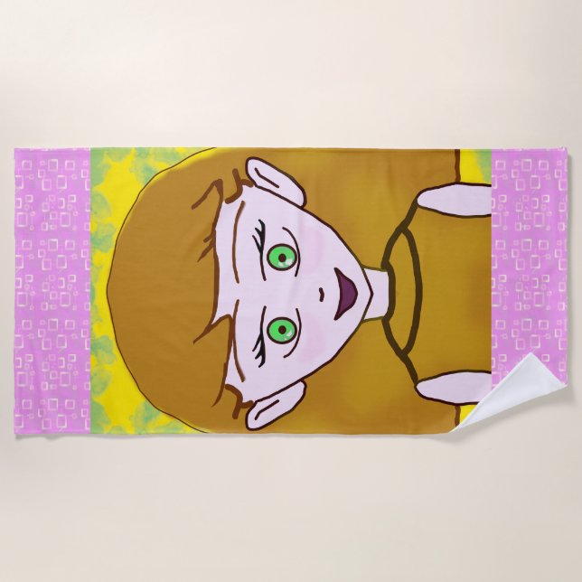 Toalha De Praia Cute Merry Pink  (Frente)