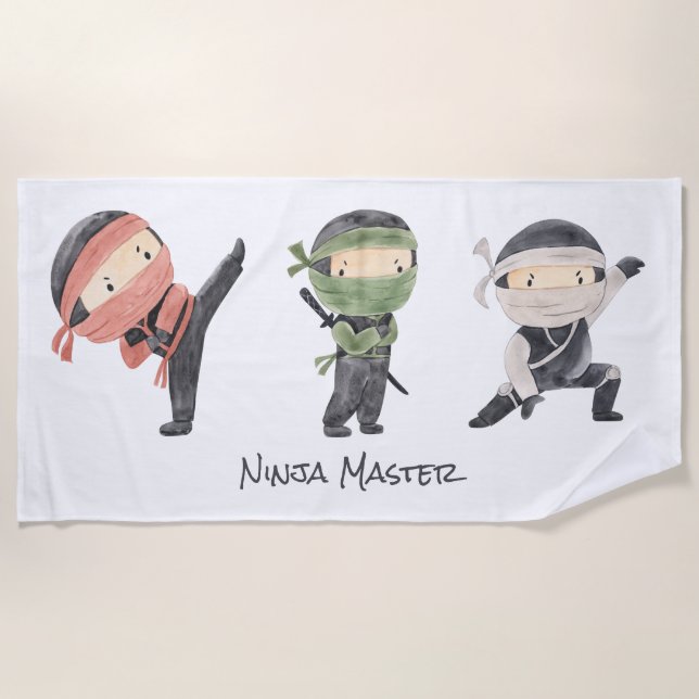 Toalha De Praia Cute Ninja - Crianças Neutra do Gênero Design de A (Frente)