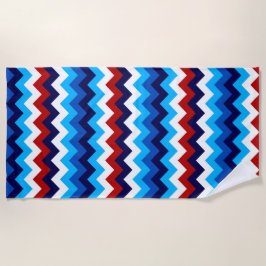 Toalha De Praia Cute Red White Blue Chevrons Beach Towel