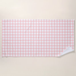 Toalha De Praia Cute Retro Pink Gingham Plaid pattern