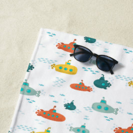 Toalha De Praia Cute Submarine Nautical Deep Sea Fish Kids