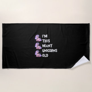 Toalha De Praia Cute Unicorn Old 3 Three Years Old Birthday x Kids