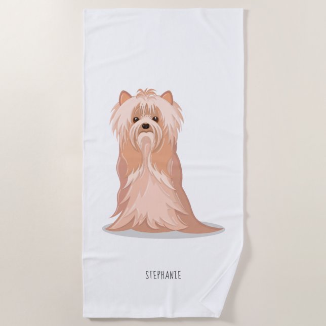 Toalha De Praia Cute Yorkshire Terrier Birthday (Frente)