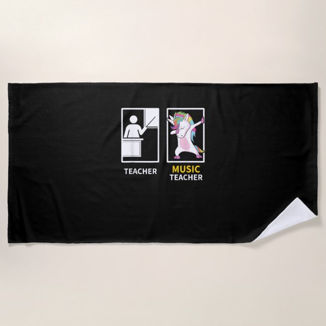 Toalha De Praia Dabbing Unicorn Music Teacher Gift T-Shirt (Frente)