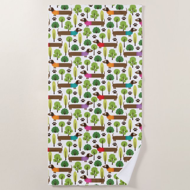 Toalha De Praia Dachshances Em Uma Caminhada No Parque (Frente)