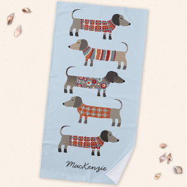 Toalha De Praia Dachshund Cachorro Salsicha Personalizado