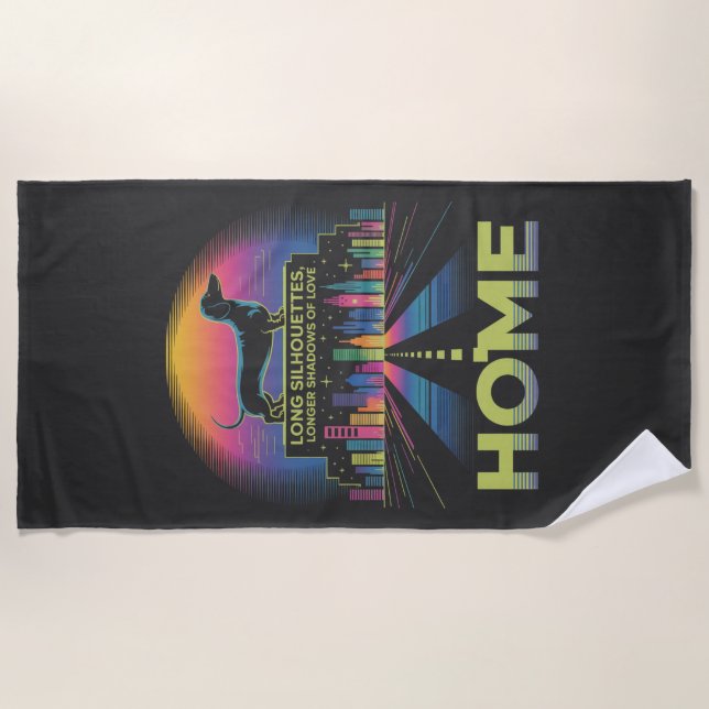 Toalha De Praia Dachshund Long Silhouettes, Longer Shadows Of Love (Frente)