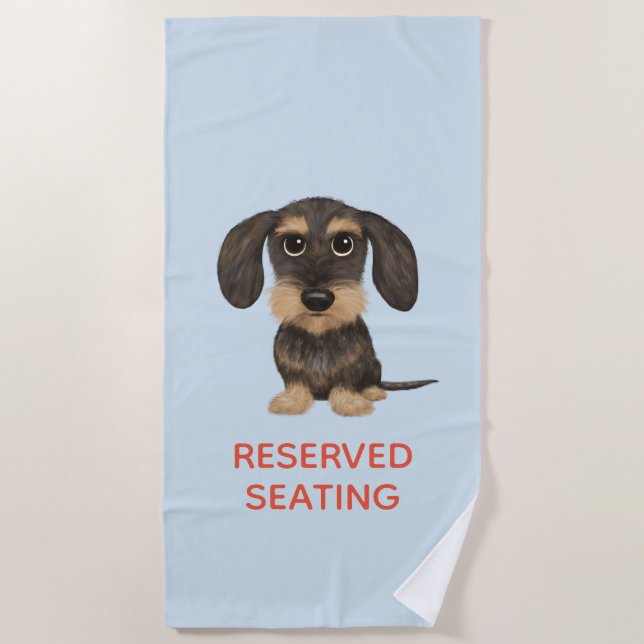 Toalha De Praia Dachshund| Teckel com Texto Personalizado (Frente)