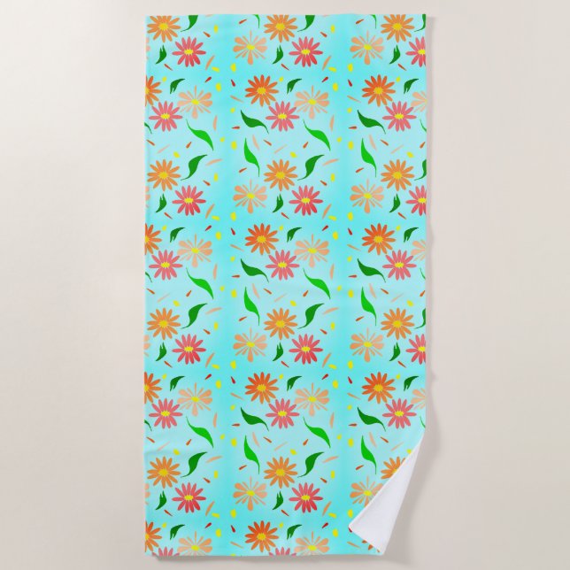 Toalha De Praia daisy aqua Beach Towel (Frente)