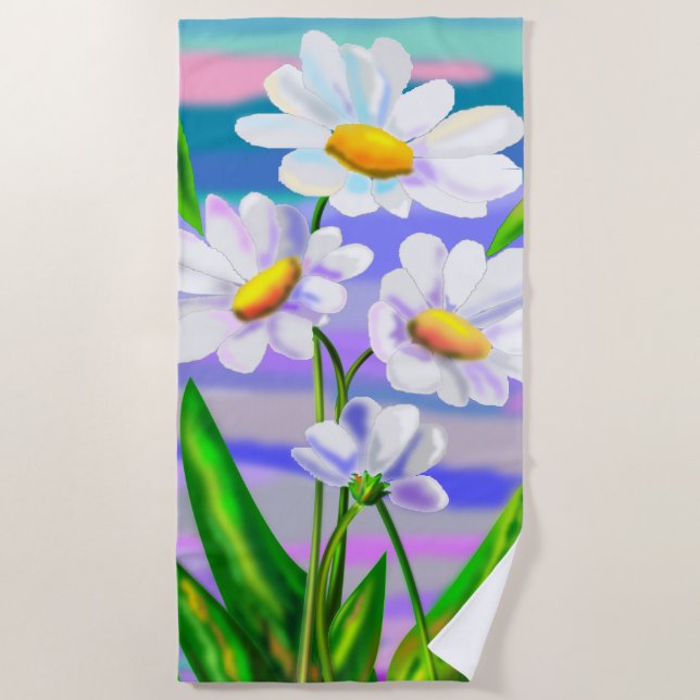 Toalha De Praia Daisy Flowers Beach Towel (Frente)