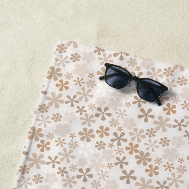 Toalha De Praia Daisy Flowers Beige Floral Aesthetic Ditsy Tan (In Situ)