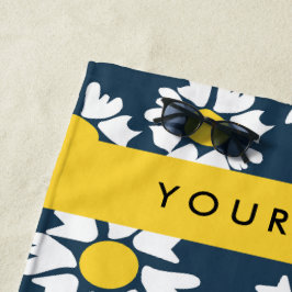 Toalha De Praia Daisy Pattern, White Daisies, Seu Nome