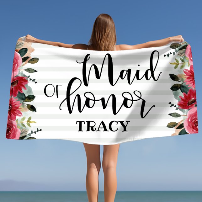 Toalha De Praia Dama de Honra Despedida de Solteira Presente para  (Maid of Honor Bachelorette Bridal Party Gift Beach Towel)