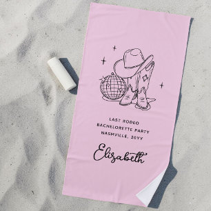 Toalha De Praia Dama de Honra Rosa Disco Cowgirl Festa de Despedid