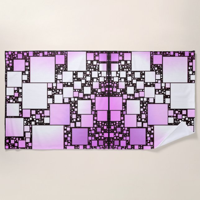 Toalha de Praia Dançante Pink e White Square (Frente)