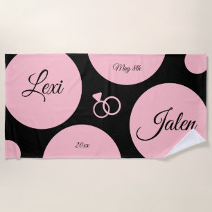Toalha De Praia Data de Casamento dos Pontos Modernos da Chic