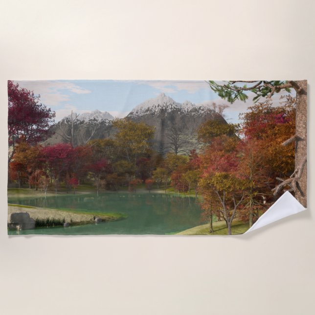 Toalha de praia de 70" x35" com imagem de "Cores d (Frente)