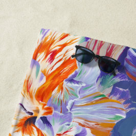 Toalha de Praia de Arte Floral Abstrata Vibrante d