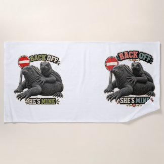 Toalha de Praia de Casal de Iguana Ela é Minha