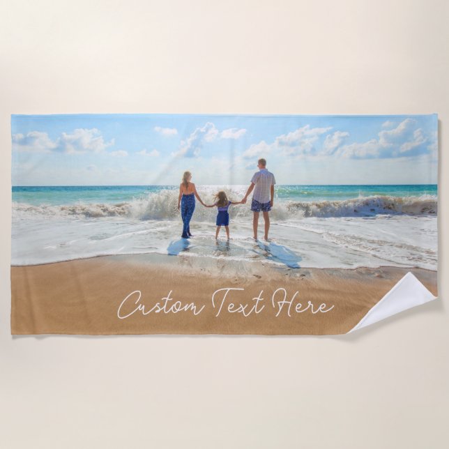 Toalha de praia de fotografia personalizada com te (Frente)