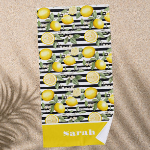Toalha de Praia de Fruta de Limão Personalizada