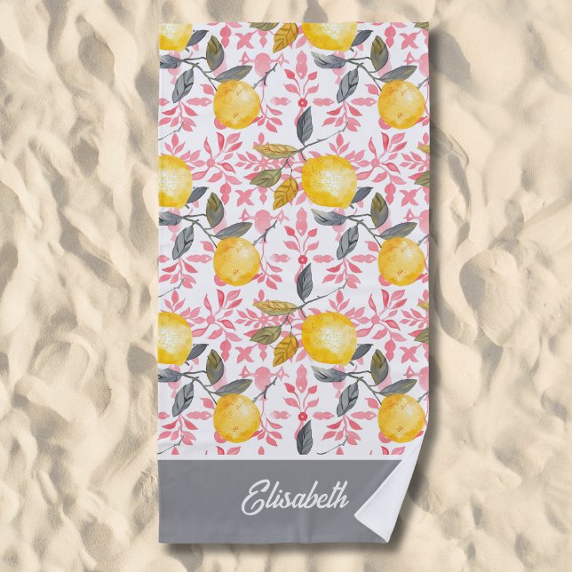 Toalha de Praia de Fruta de Limão Personalizada (Criador carregado)