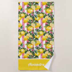 Toalha de Praia de Fruta de Limão Personalizada