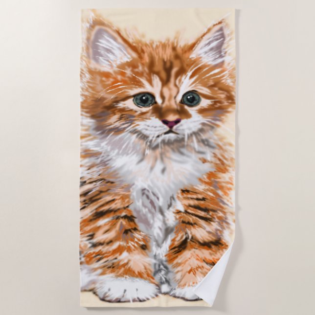 Toalha de Praia de Gatinho Fofo (Frente)