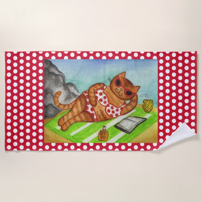 Toalha de Praia de Gato Fofo  (Frente)