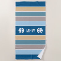 Toalha de praia de monograma personalizada de faix