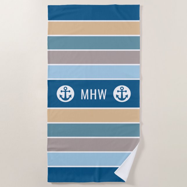 Toalha de praia de monograma personalizada de faix (Frente)