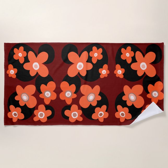 Toalha de praia de papoila vermelha (Frente)