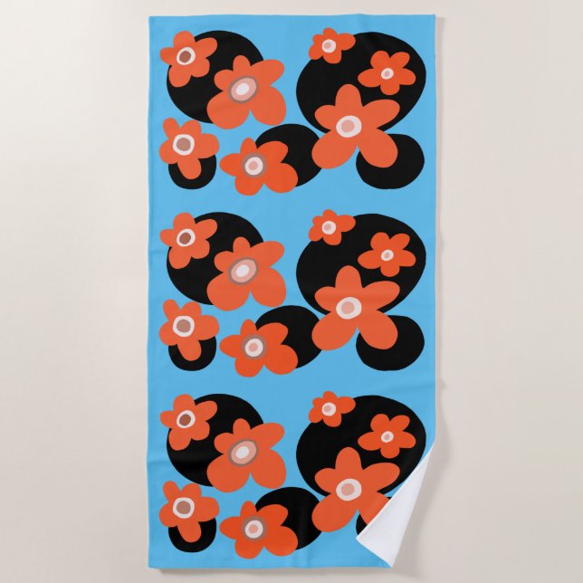 Toalha de praia de papoila vermelha (Frente)