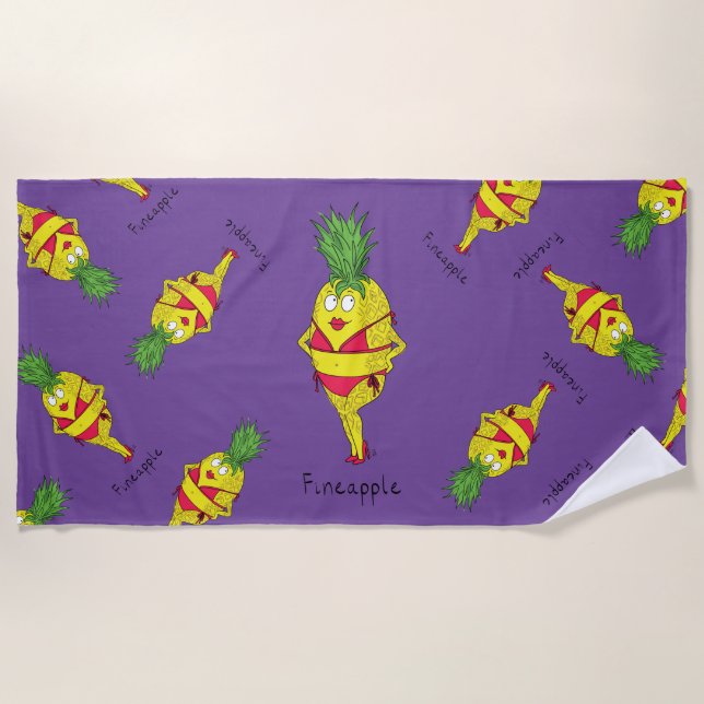Toalha de praia de pinanás de maçã fino (Frente)