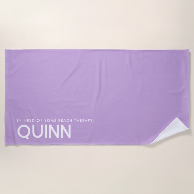 Toalha de Praia de Slogan Personalizado Roxo (Frente)